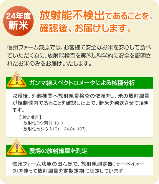 放射能不検出であることを、確認し、お届けします。